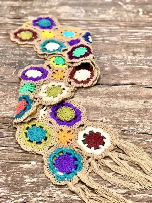 100% COTTON HAND CROCHET  PATCHWORK SCARF