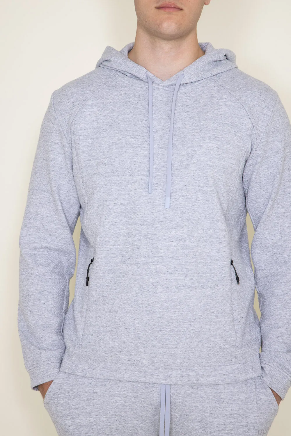 1897 Active Diamond Weave Hoodie for Men in Heather Grey | MJ895-LIGHTHEATHERGREY
