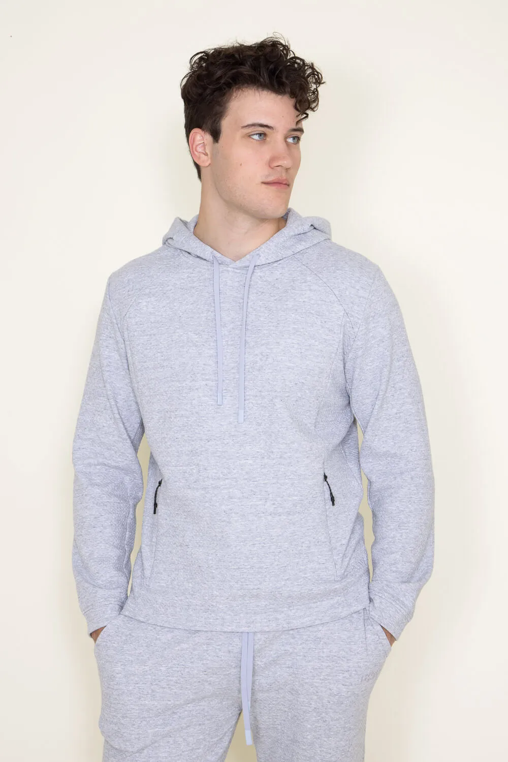 1897 Active Diamond Weave Hoodie for Men in Heather Grey | MJ895-LIGHTHEATHERGREY