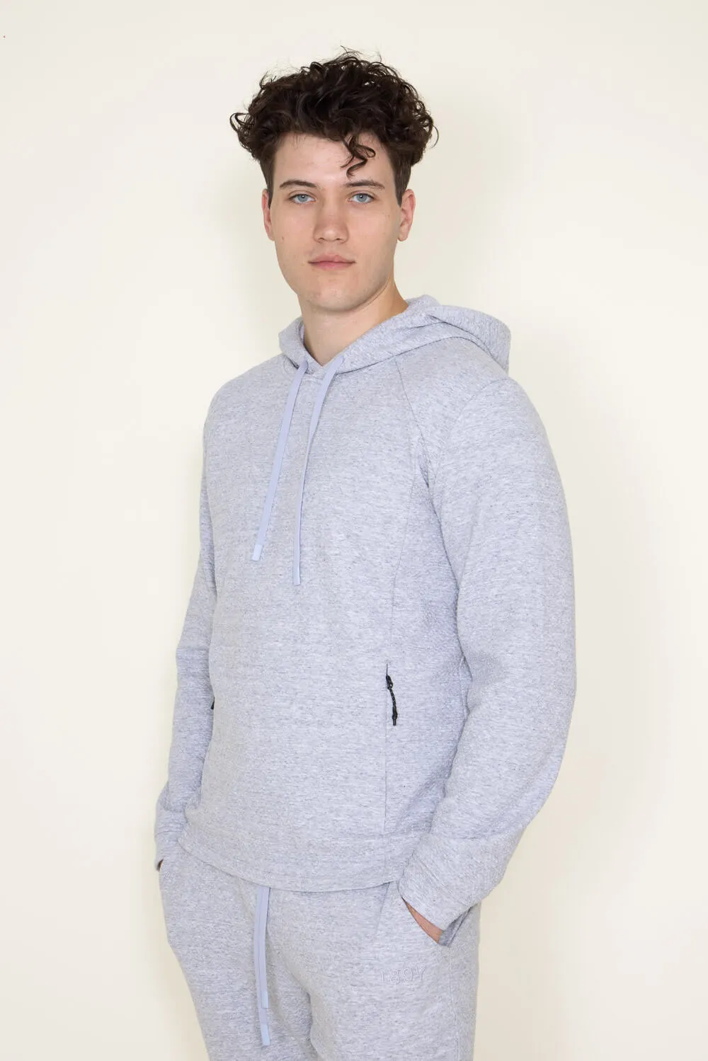 1897 Active Diamond Weave Hoodie for Men in Heather Grey | MJ895-LIGHTHEATHERGREY