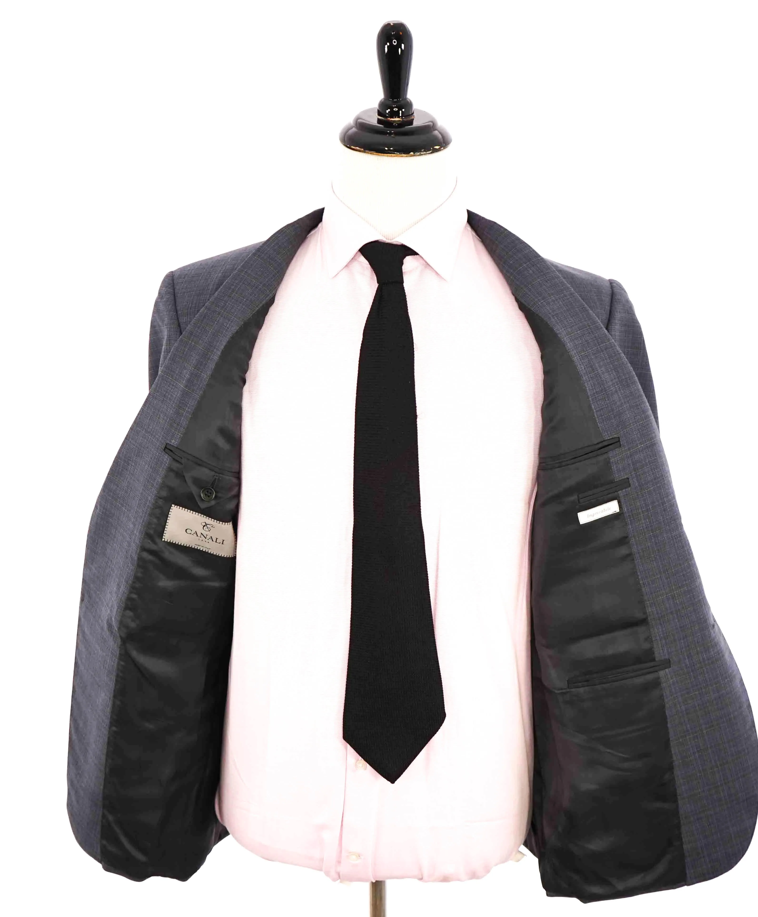 $2,000 CANALI - Blue & Gray ABSTRACT CHECK  *IMPECCABILE* Suit - 40R 35W