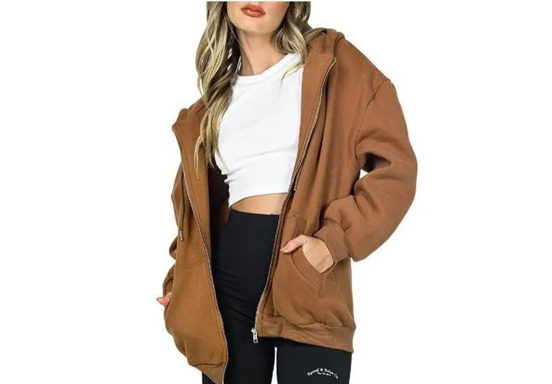 2023 Autumn Custom Essential Blank Zipper Hoodie Full Face Zip up Plain Sweatsuit for Women Hoodies