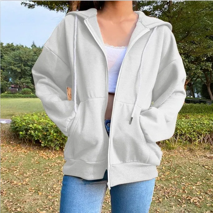 2023 Autumn Custom Essential Blank Zipper Hoodie Full Face Zip up Plain Sweatsuit for Women Hoodies