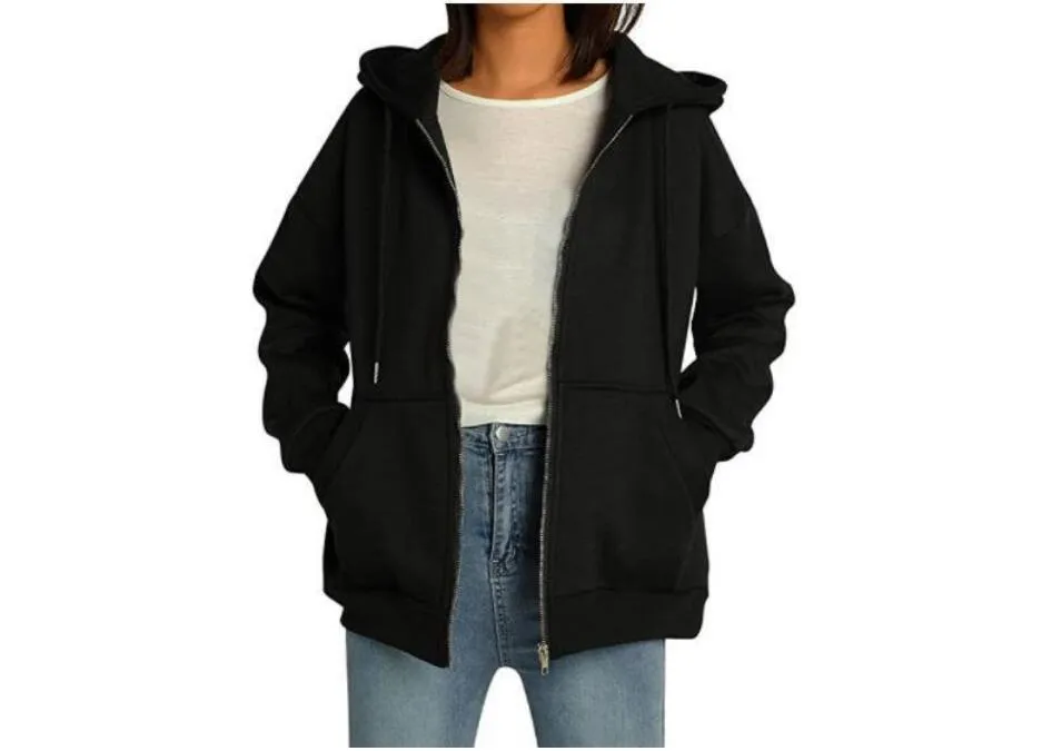 2023 Autumn Custom Essential Blank Zipper Hoodie Full Face Zip up Plain Sweatsuit for Women Hoodies