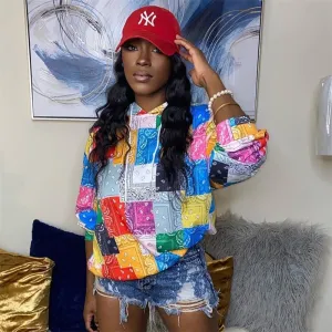30 Pieces) Multicolor Graphic Print Long Sleeve Hoodie