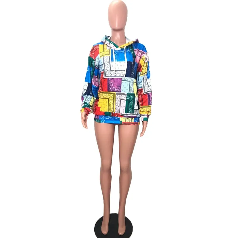 30 Pieces) Multicolor Graphic Print Long Sleeve Hoodie