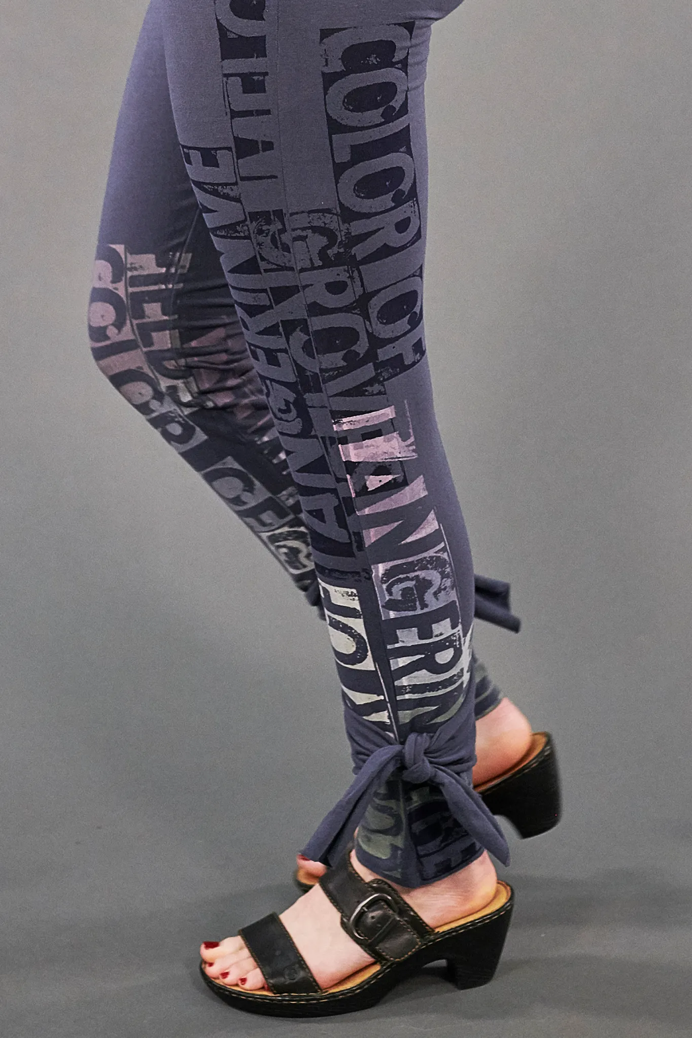 3185 Hand Printed Side Wrap Legging Shadow-P