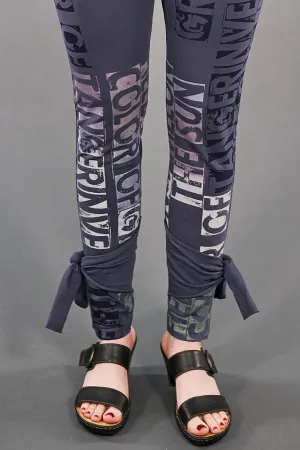 3185 Hand Printed Side Wrap Legging Shadow-P