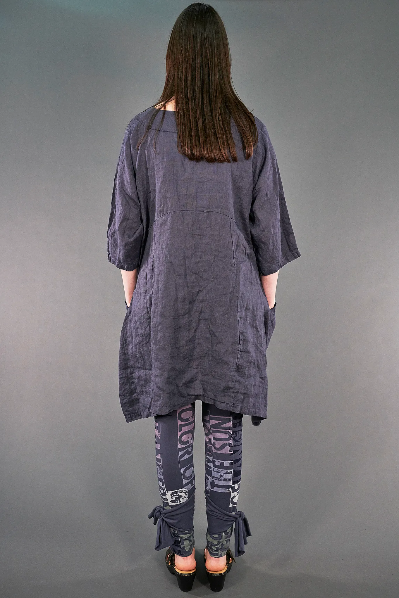 3185 Hand Printed Side Wrap Legging Shadow-P