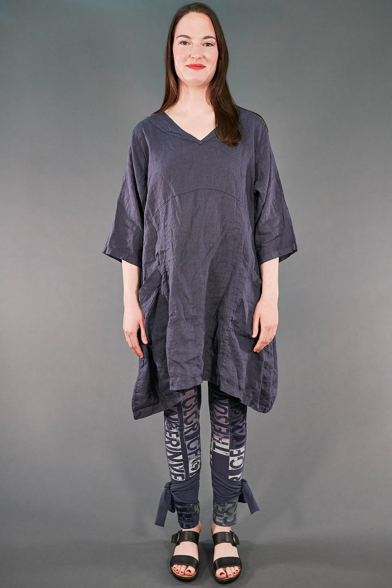 3185 Hand Printed Side Wrap Legging Shadow-P