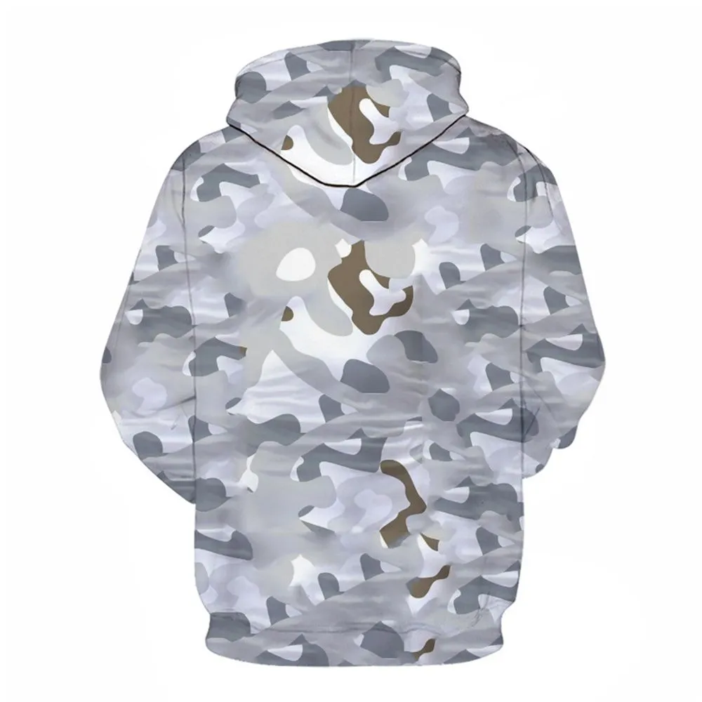 3D Graphic Printed Hoodies Black-White-Grey