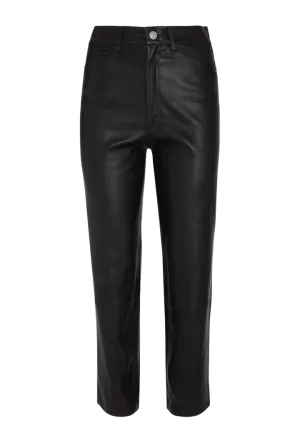 5 Pocket Straight Leg Leather Pants in Black