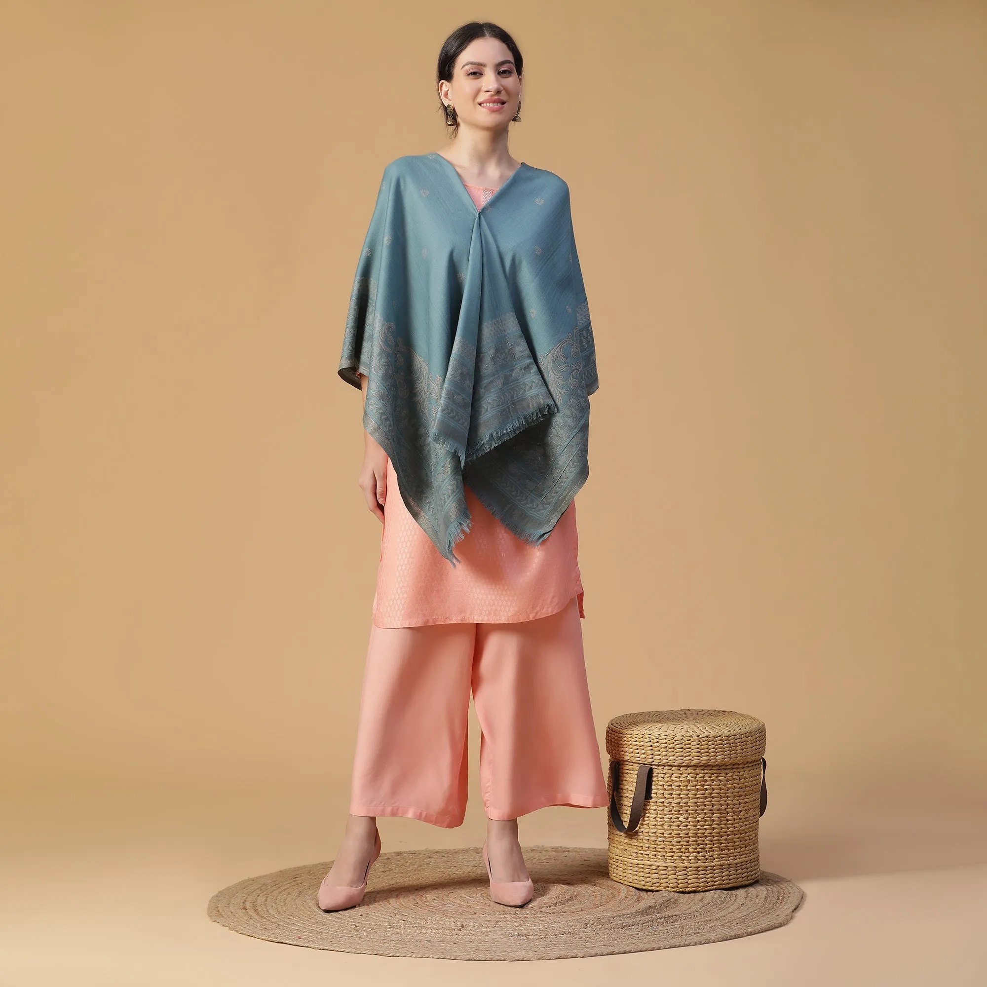 Aadila Majestic Wool Elegance Woven Design Shawl