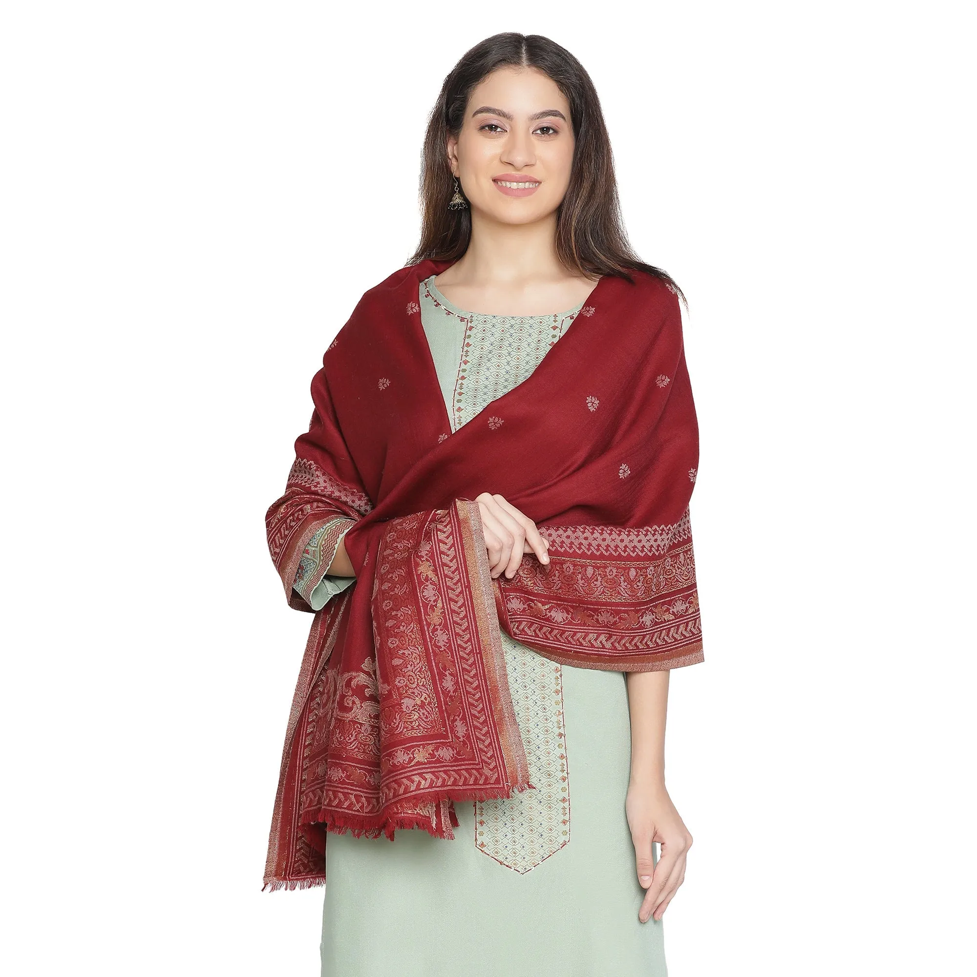 Aadila Majestic Wool Elegance Woven Design Shawl