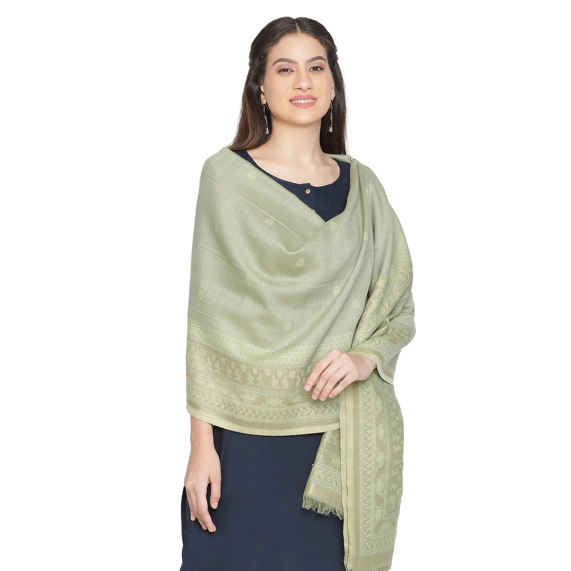 Aadila Majestic Wool Elegance Woven Design Shawl