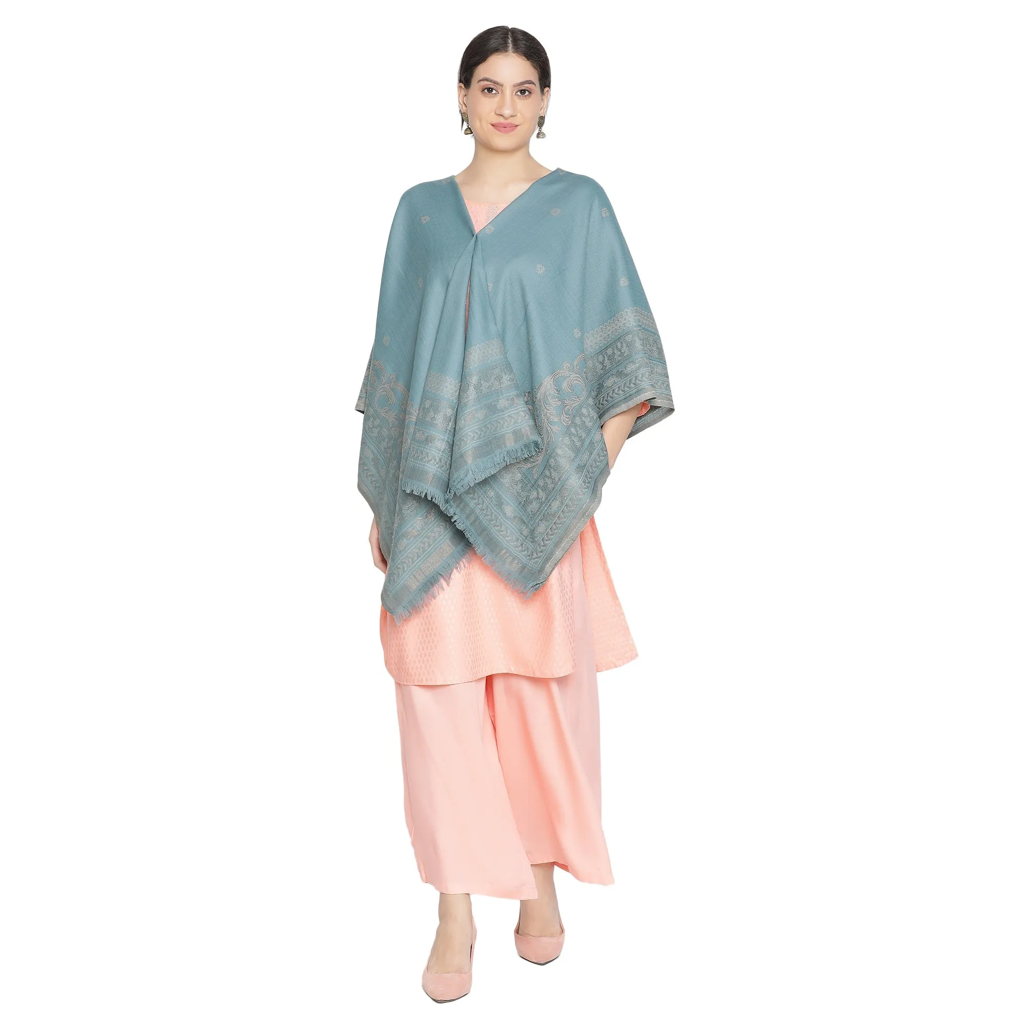 Aadila Majestic Wool Elegance Woven Design Shawl