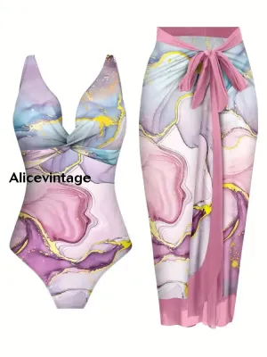 Abstract Art Print Halter Two Piece Swimsuits
