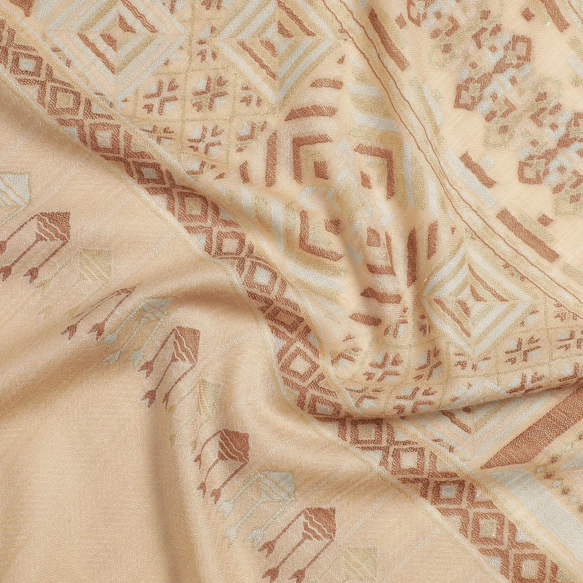 Abstract Border Printed Wool Shawl