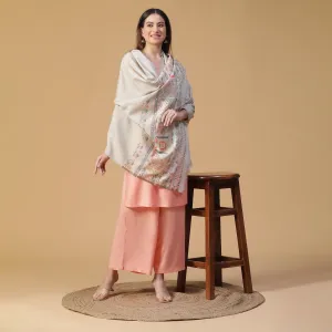 Abstract Border Printed Wool Shawl