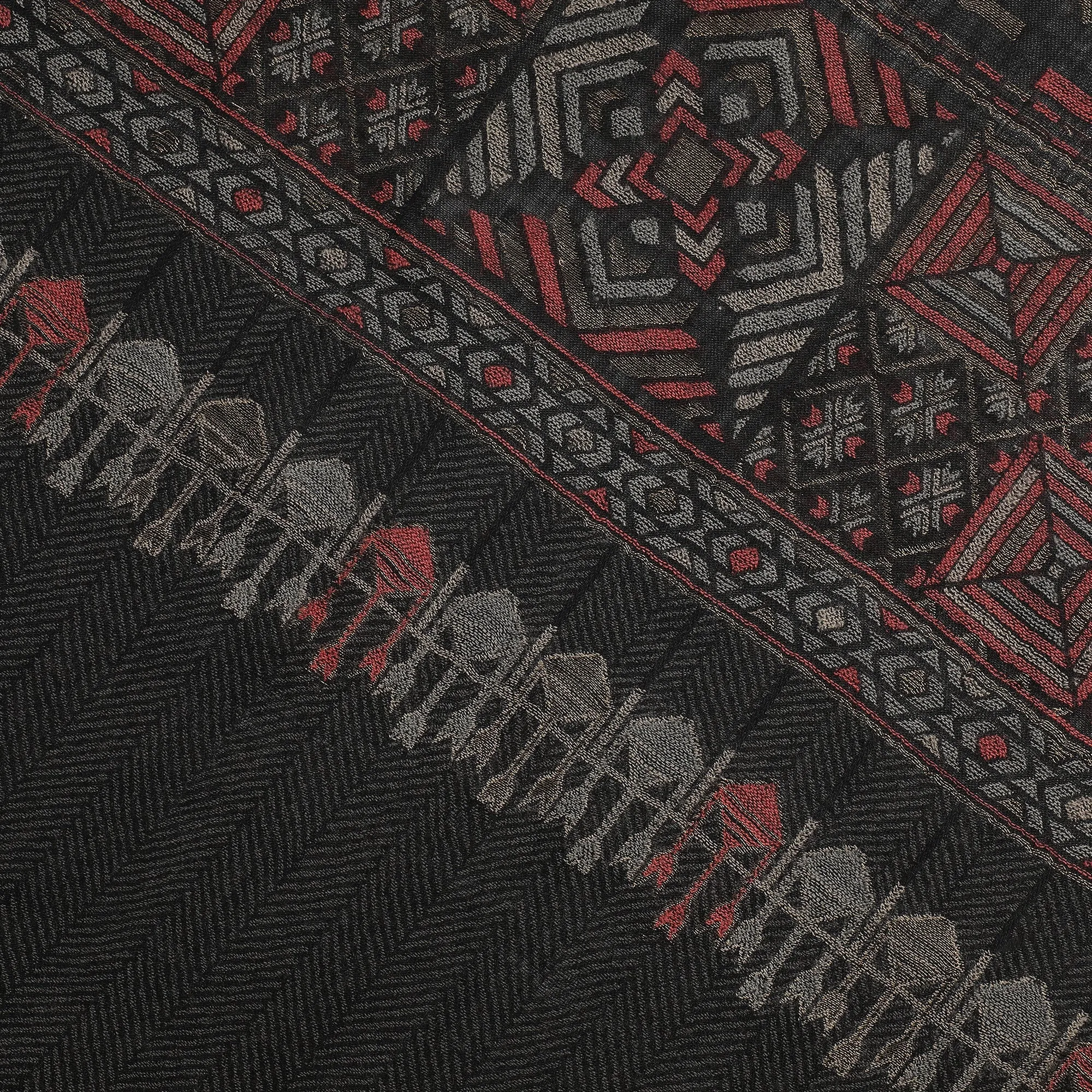 Abstract Border Printed Wool Shawl