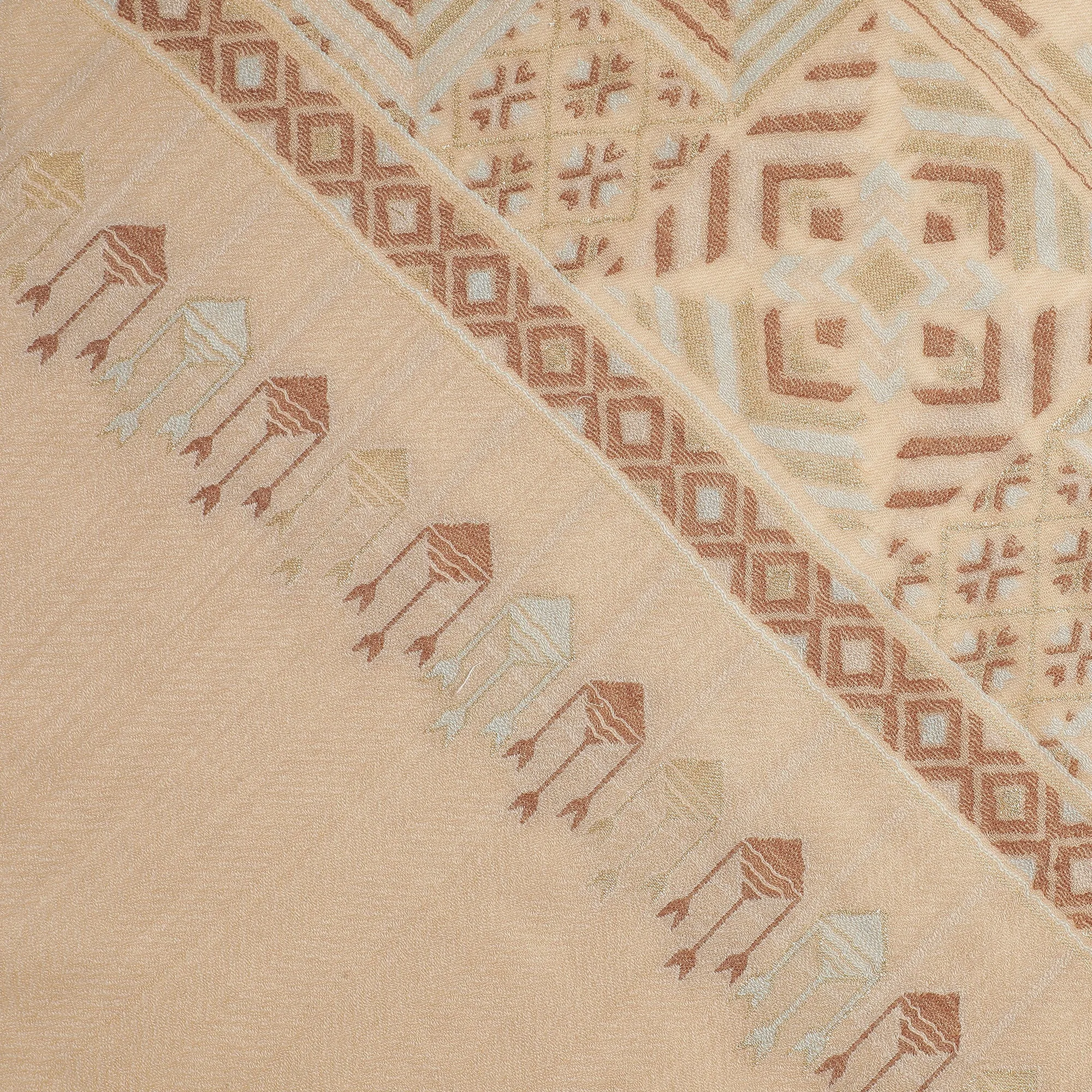 Abstract Border Printed Wool Shawl