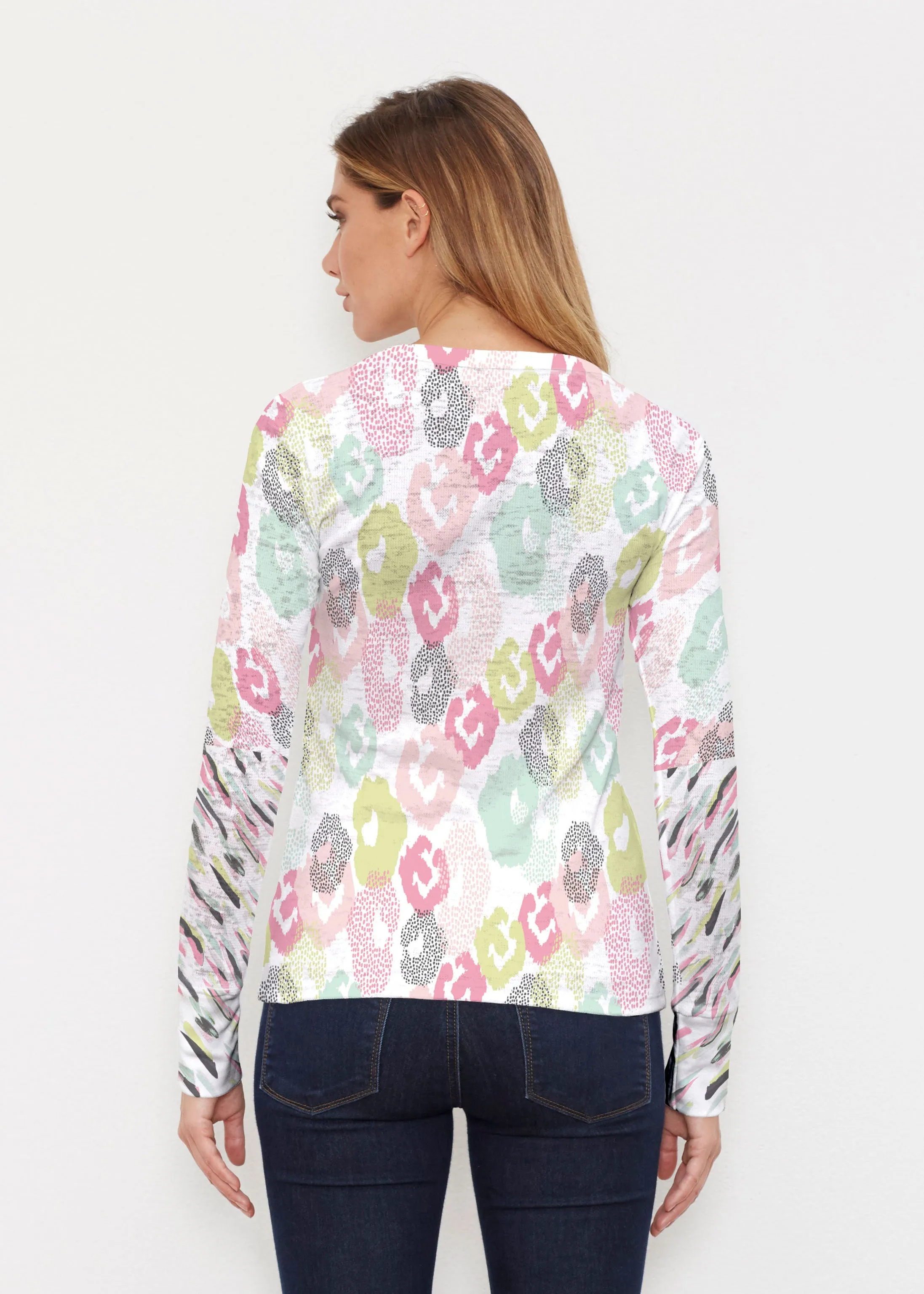 Abstract Pastel Ikat (7813) ~ Thermal Long Sleeve Crew Shirt