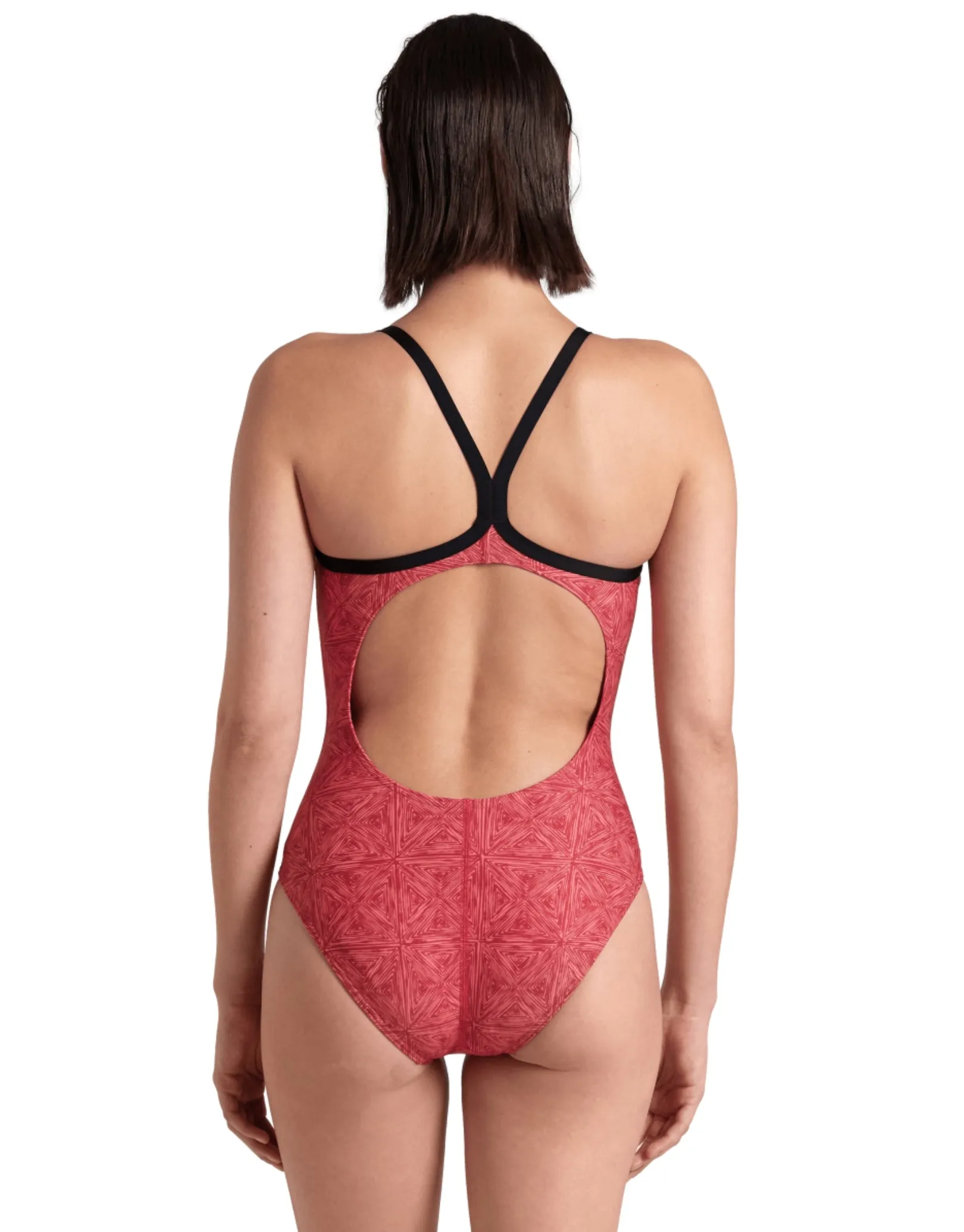 Abstract Tiles Lightdrop Back Swimsuit - Red