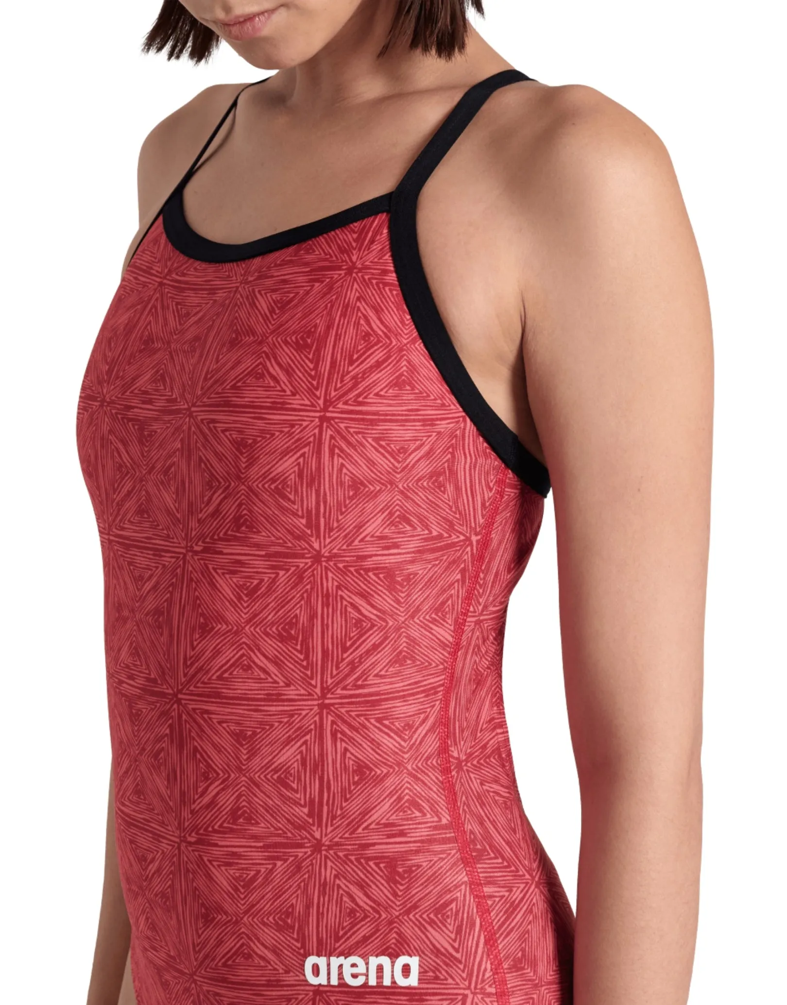 Abstract Tiles Lightdrop Back Swimsuit - Red