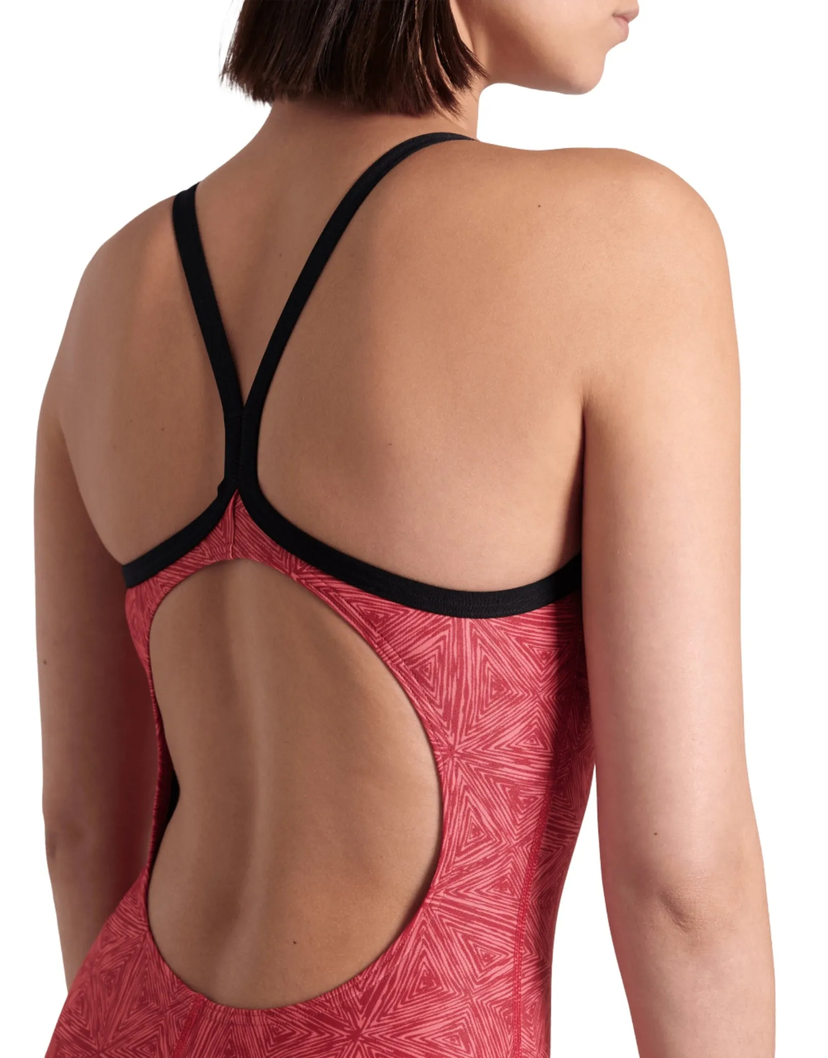 Abstract Tiles Lightdrop Back Swimsuit - Red