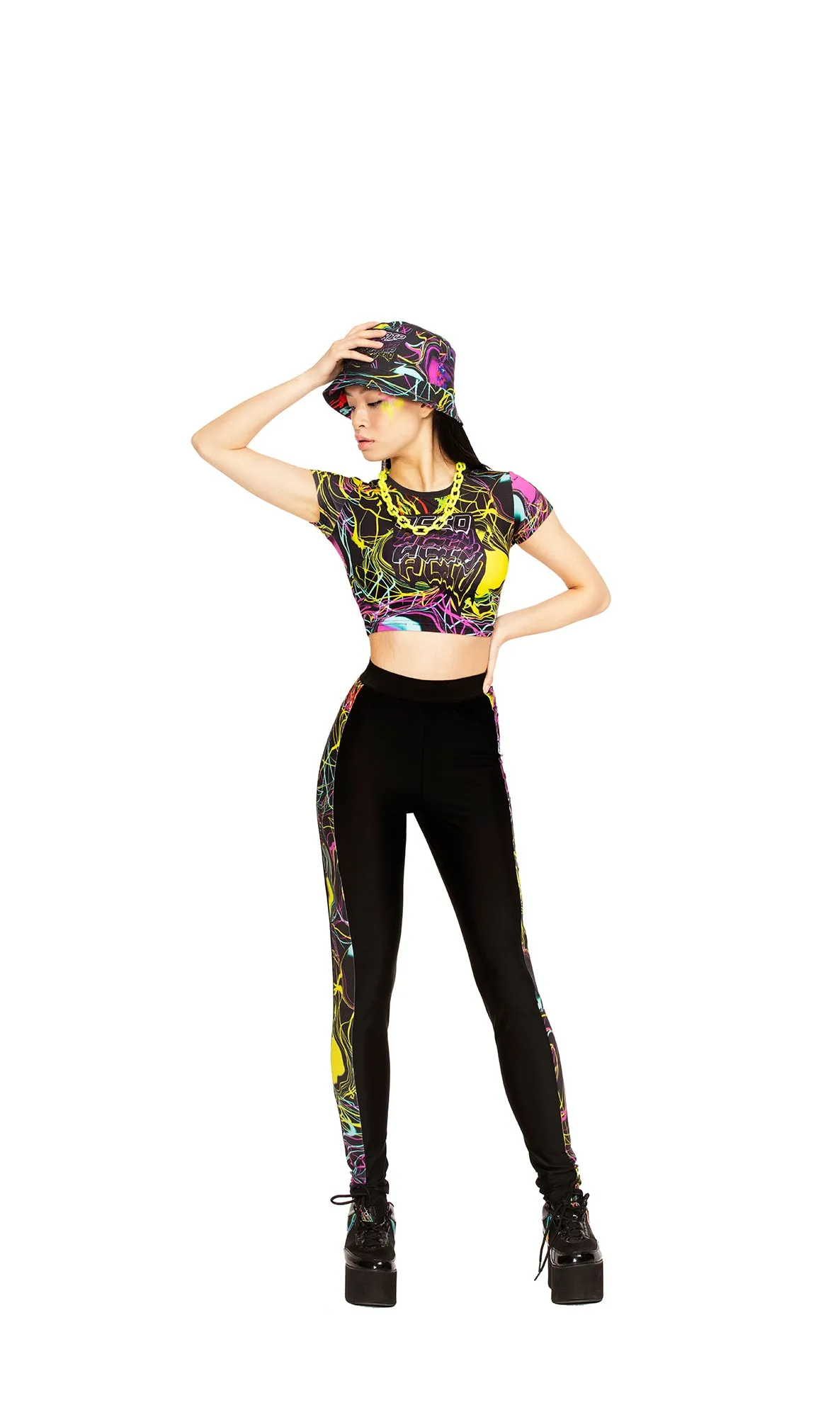 Acid Trip leggings with printed side-stripes