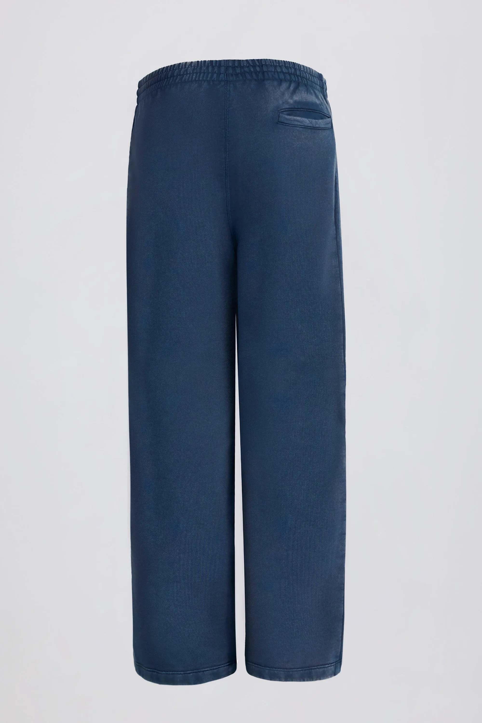Acid Wash Wide-Leg Joggers in Blue