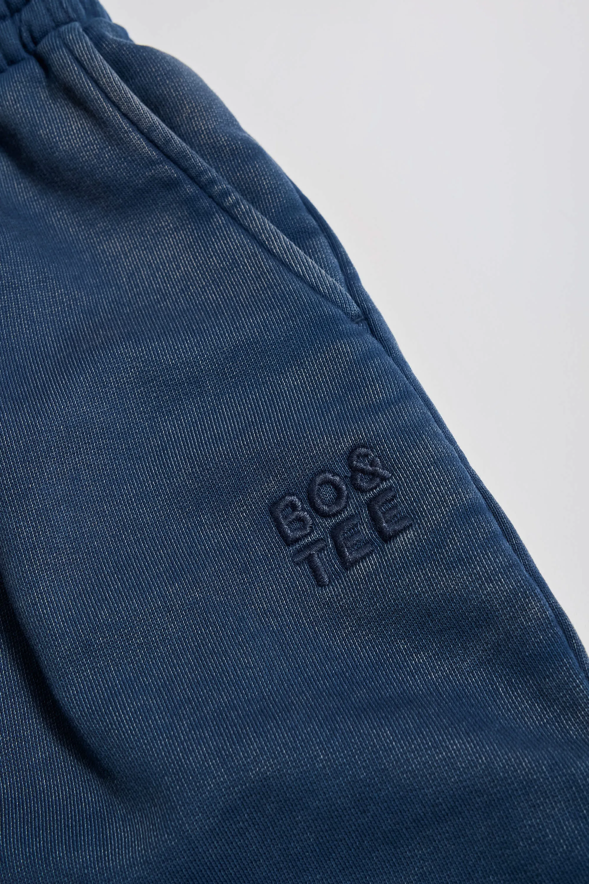 Acid Wash Wide-Leg Joggers in Blue