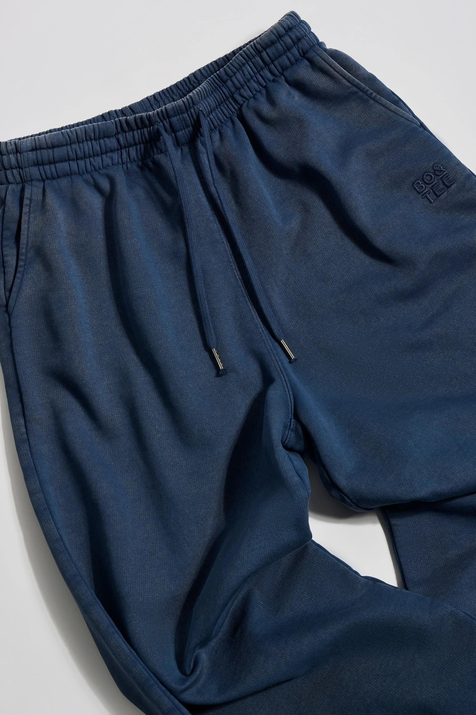 Acid Wash Wide-Leg Joggers in Blue