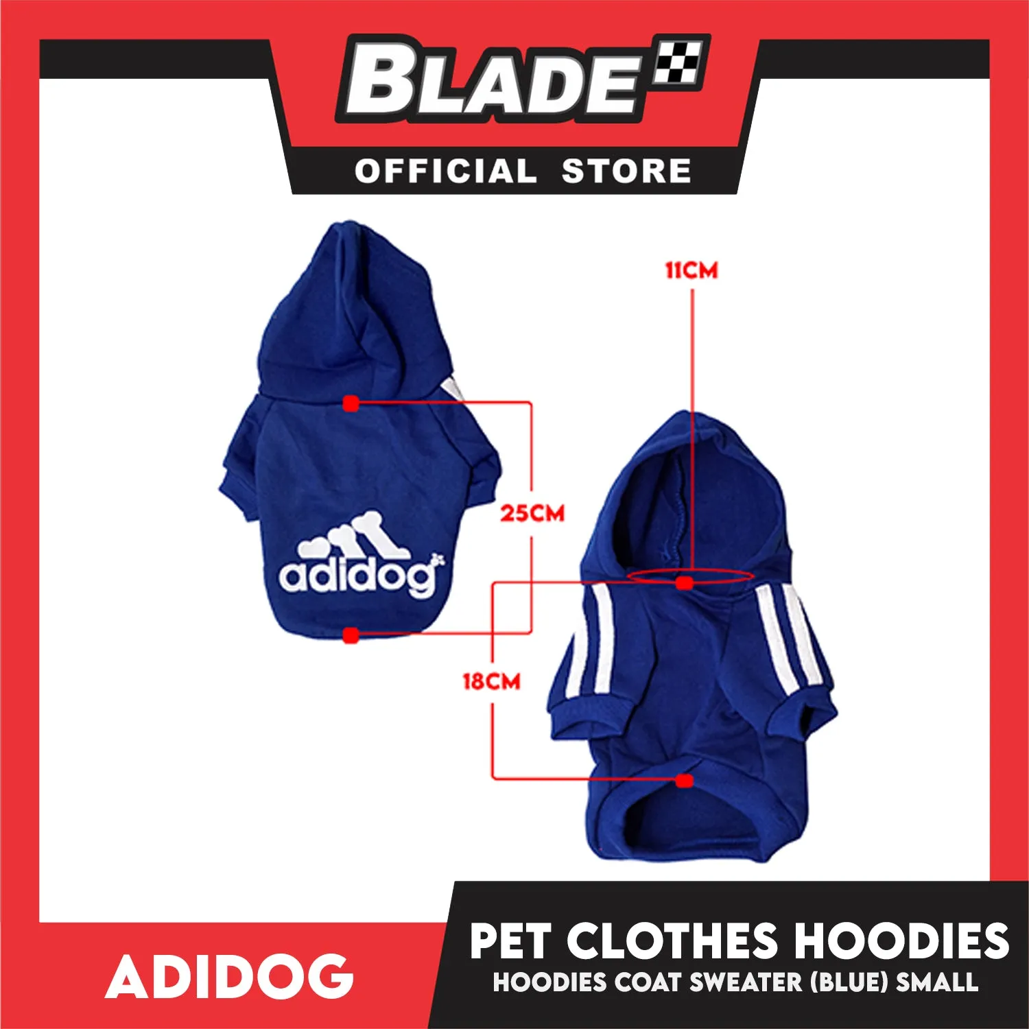 Adidog Pet Clothes Hoodies, Dog Winter Hoodies Apparel Puppy Cute Warm Hoodies Coat Sweater (Blue)