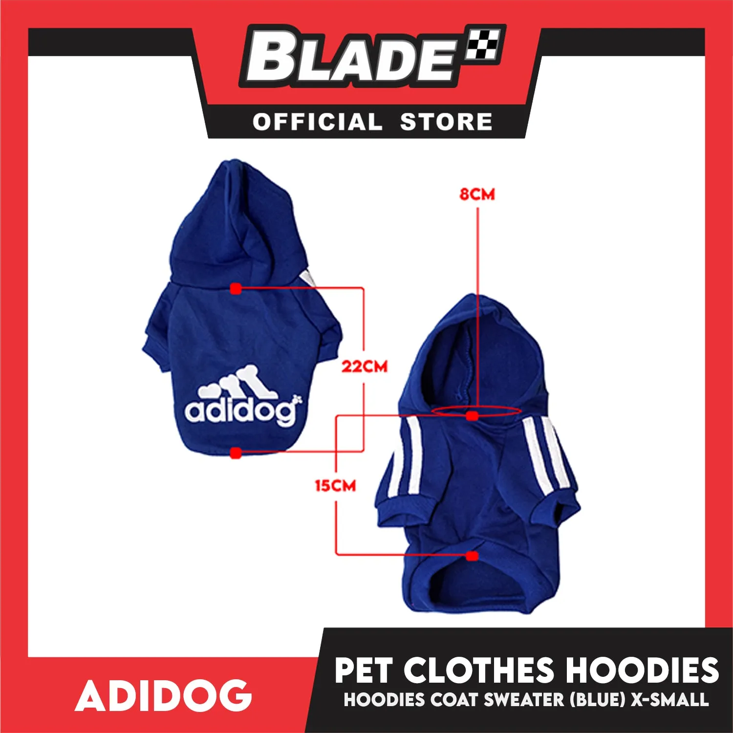 Adidog Pet Clothes Hoodies, Dog Winter Hoodies Apparel Puppy Cute Warm Hoodies Coat Sweater (Blue)