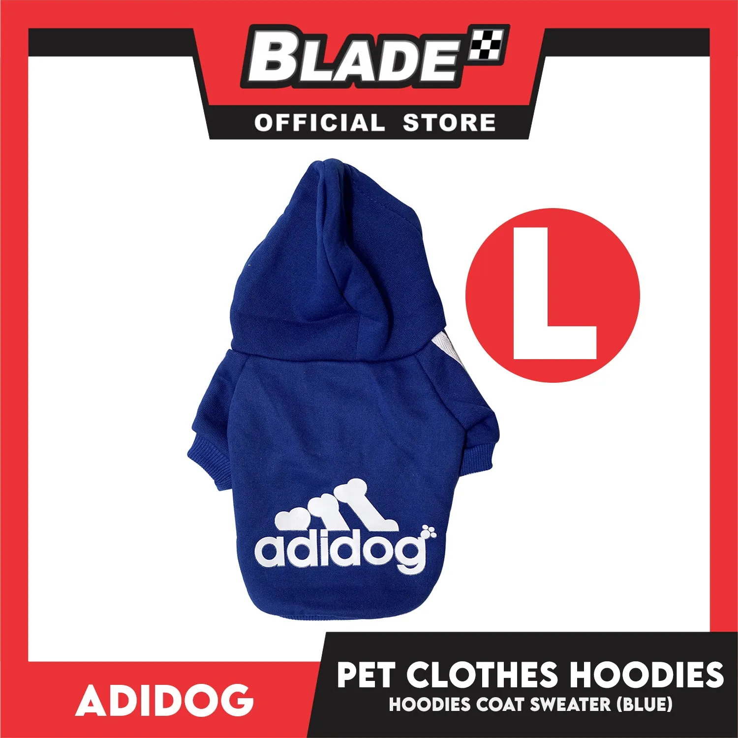 Adidog Pet Clothes Hoodies, Dog Winter Hoodies Apparel Puppy Cute Warm Hoodies Coat Sweater (Blue)