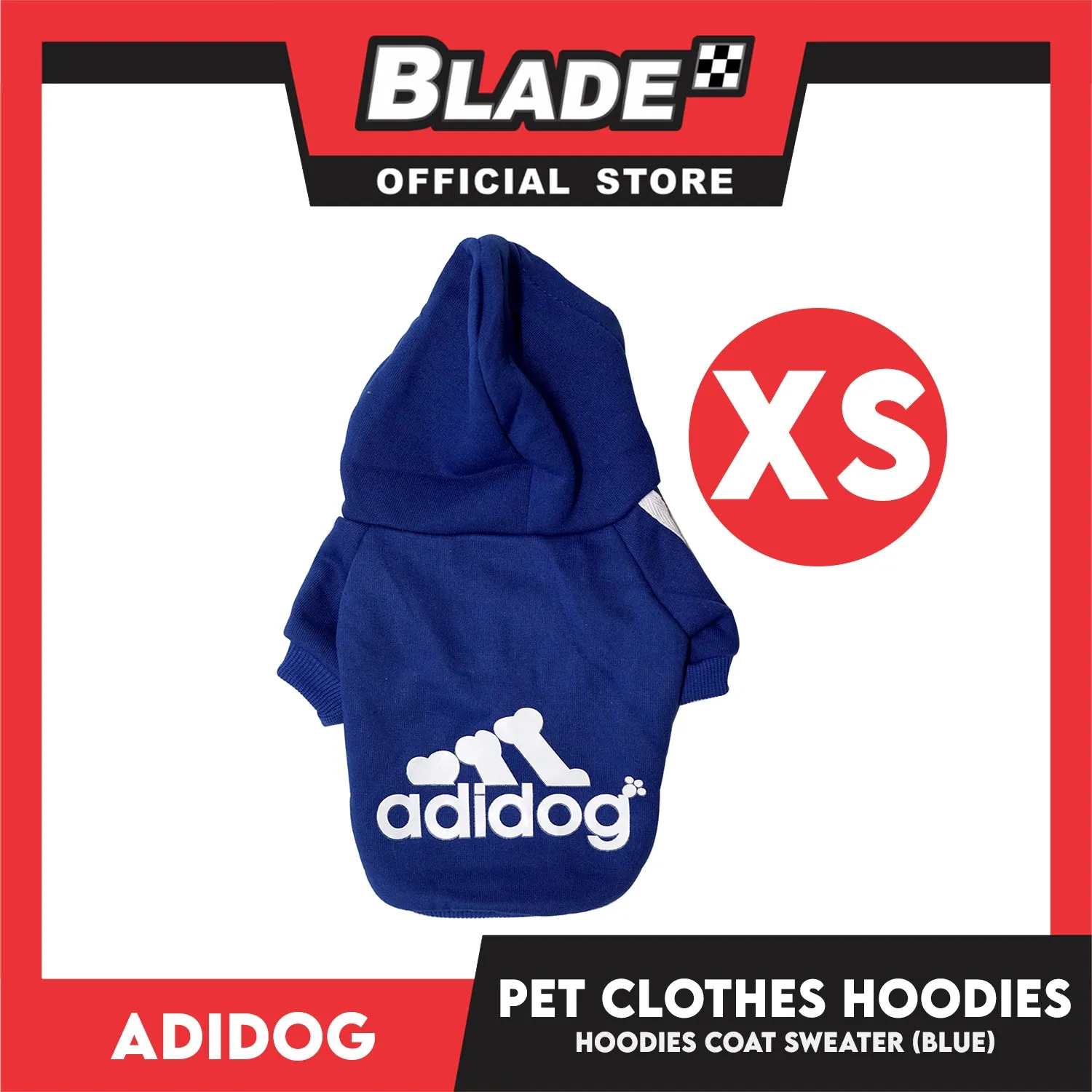 Adidog Pet Clothes Hoodies, Dog Winter Hoodies Apparel Puppy Cute Warm Hoodies Coat Sweater (Blue)