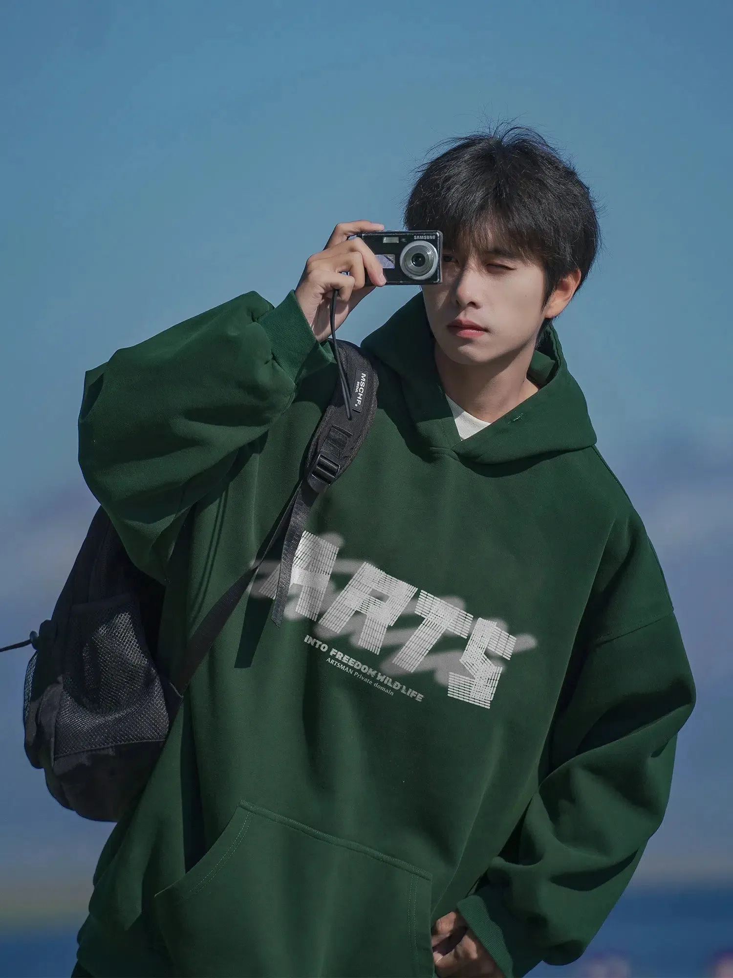 Adjustable Drawstring Graphic Hoodie