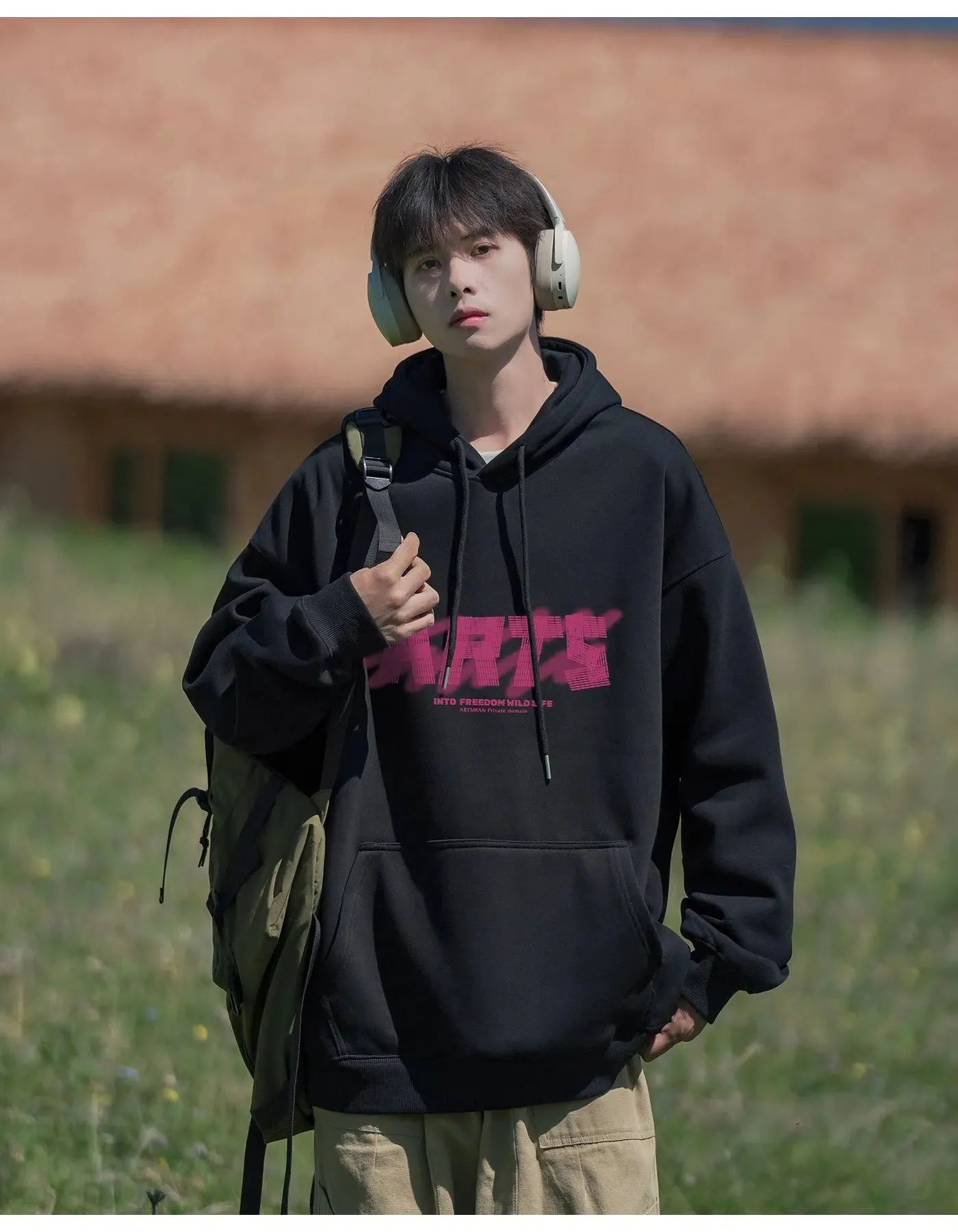 Adjustable Drawstring Graphic Hoodie