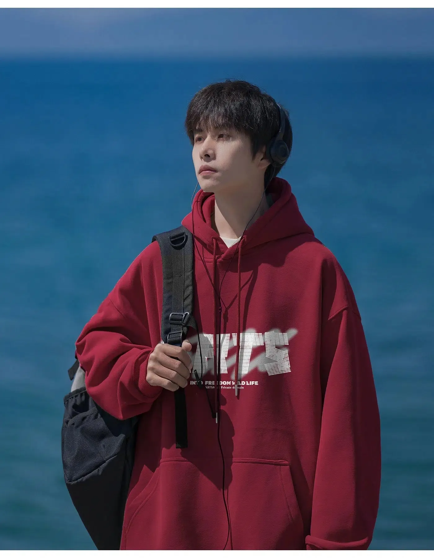Adjustable Drawstring Graphic Hoodie