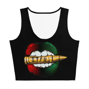 Afrocentric Logo Fitted Crop Top - Black