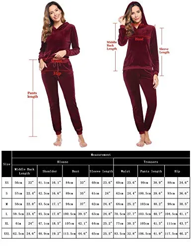 Aiboria Women's Solid Velour Sweatsuit Set Hoodie and Pants Sport Suits Tracksuits (Pink,XS)
