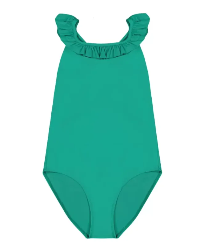 Alba Crossback Ruffle Swimsuit - Baleares Green