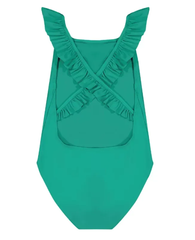 Alba Crossback Ruffle Swimsuit - Baleares Green