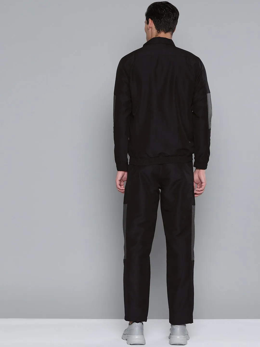 Alcis Men Color Blocked Black Track Suit
