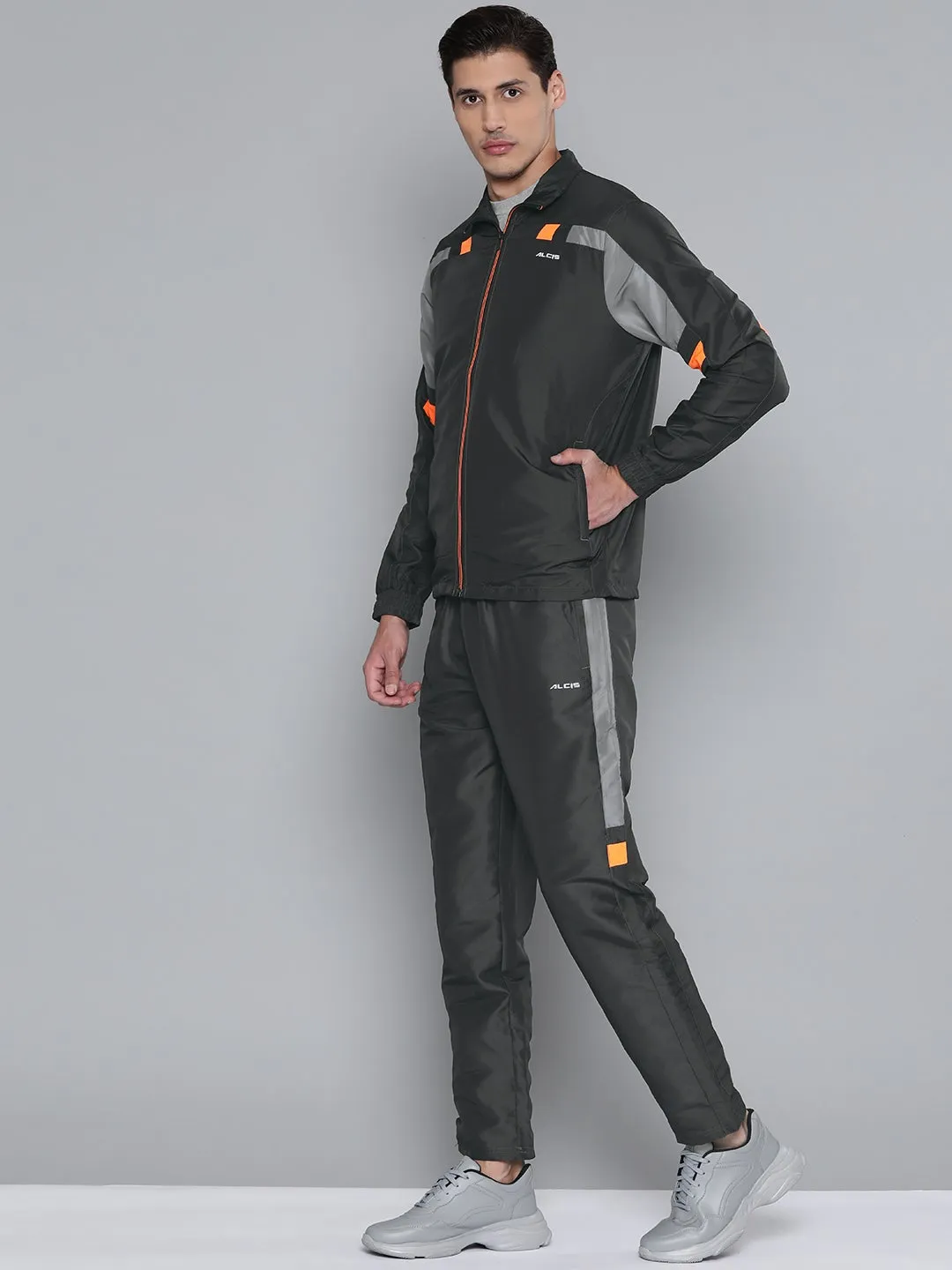 Alcis Men Color Blocked Grey Track Suit