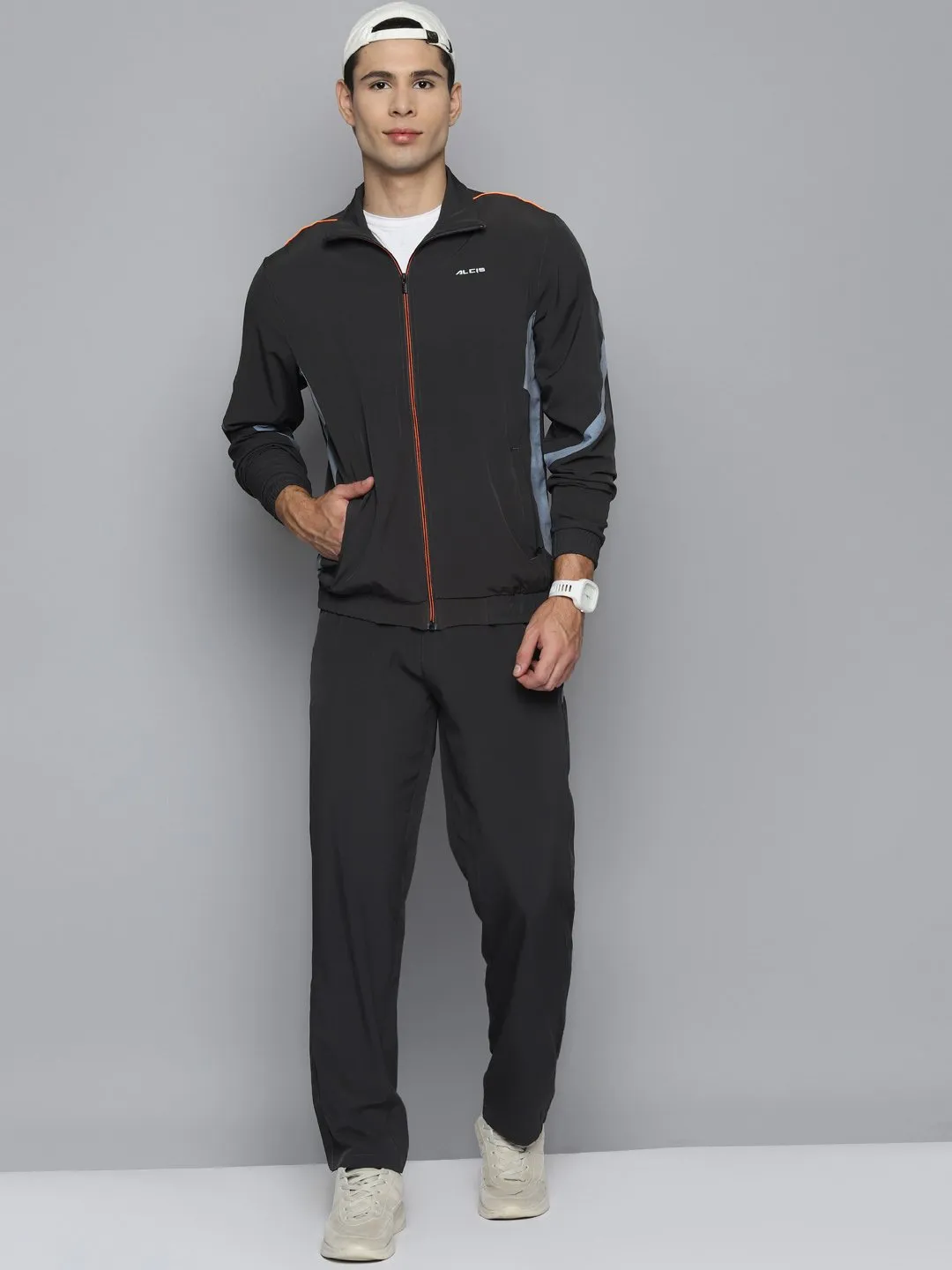 Alcis Men Colorblocked Grey Track Suit