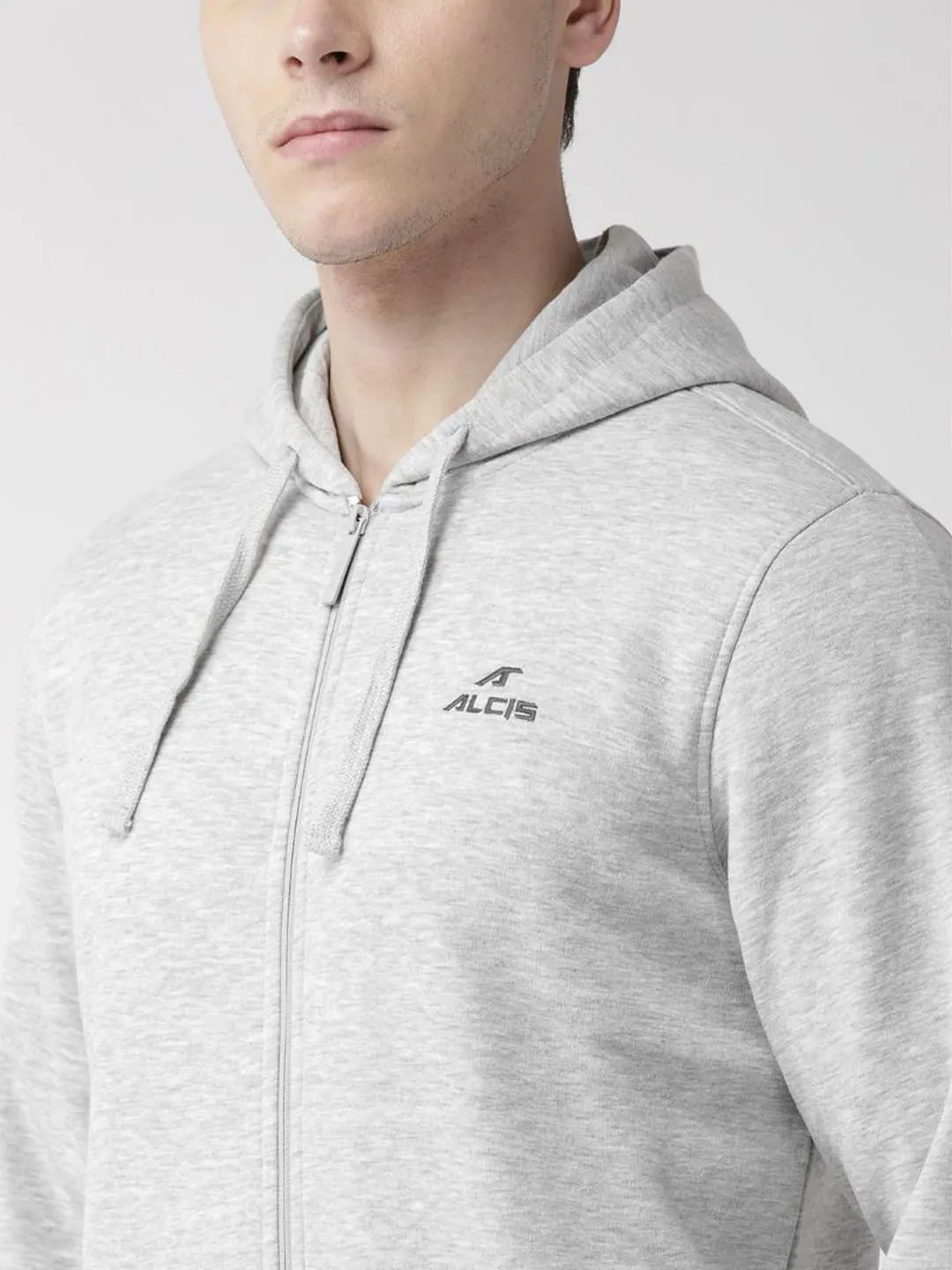 Alcis Men Grey Melange Solid Tracksuit