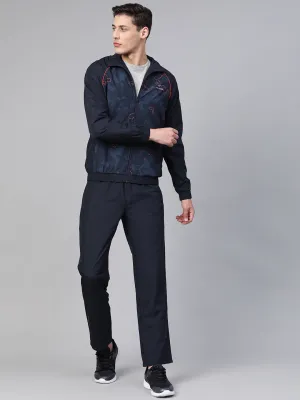 Alcis Men Navy Blue Printed Sports Tracksuit