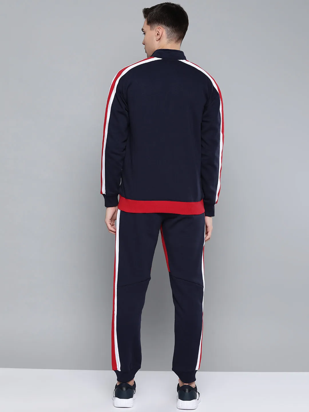 Alcis Men Navy Blue Red Striped Track Suit